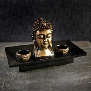 Double Buddha Tealight Holder 11"