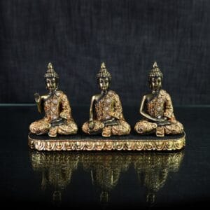 Set of 3 Seated Buddhas on Lotus Base