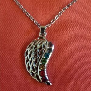 Metal Chakra Wing Pendant with Chain 1.25"
