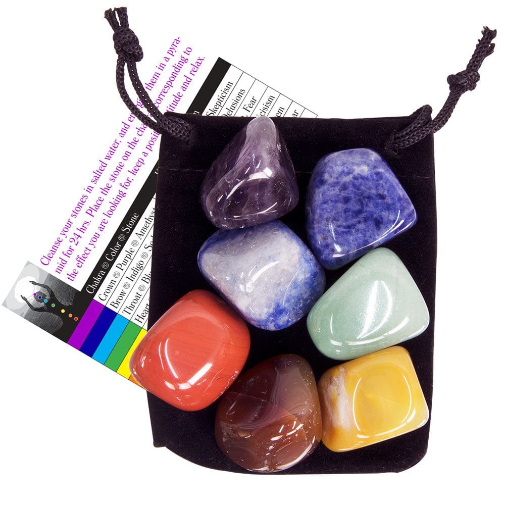 7 Chakra Stone Balancing Kit with Velvet Pouch