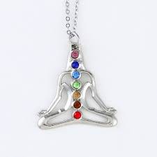Metal Buddha Chakra Pendant with Chain 1.5"